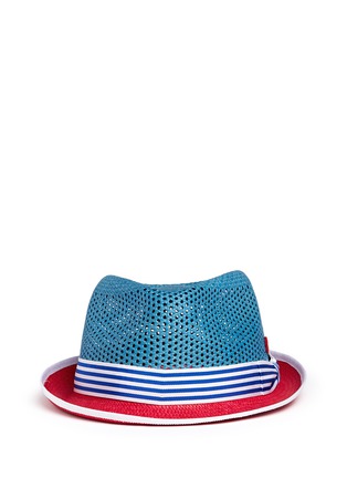 Main View - Click To Enlarge - MY BOB - 'Trilby Aero' colourblock straw Panama hat