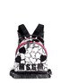 Main View - Click To Enlarge - MSGM - Heart print embroidery matelassé logo fringe backpack