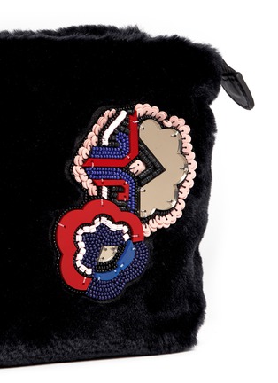 Detail View - Click To Enlarge - MSGM - Mixed media embellished faux fur clutch