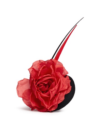 Main View - Click To Enlarge - PIERS ATKINSON - Silk rose stiletto feather mini beret hat