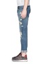 Detail View - Click To Enlarge - 3X1 - 'M3' slim fit ripped selvedge jeans