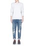 Front View - Click To Enlarge - 3X1 - 'M3' slim fit ripped selvedge jeans