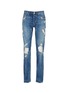 Main View - Click To Enlarge - 3X1 - 'M3' slim fit ripped selvedge jeans