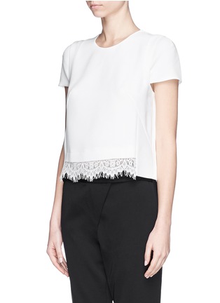 Front View - Click To Enlarge - WHISTLES - Lace hem crepe blouse
