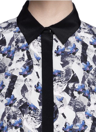 Detail View - Click To Enlarge - PRABAL GURUNG - Mineral print drape back silk blouse