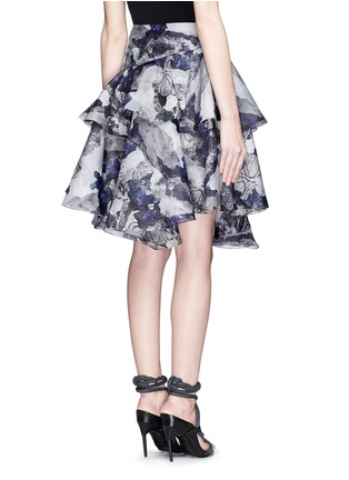 Back View - Click To Enlarge - PRABAL GURUNG - Flower marble print tiered silk organdy skirt