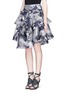 Front View - Click To Enlarge - PRABAL GURUNG - Flower marble print tiered silk organdy skirt