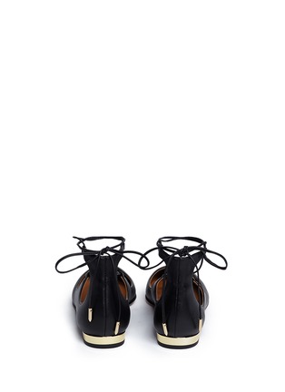 Back View - Click To Enlarge - AQUAZZURA - 'Christy' leather lace-up skimmer flats