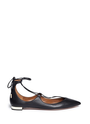 Main View - Click To Enlarge - AQUAZZURA - 'Christy' leather lace-up skimmer flats