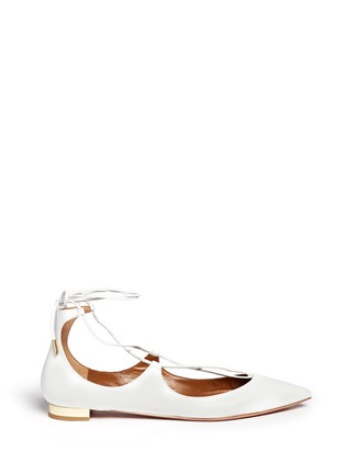 Main View - Click To Enlarge - AQUAZZURA - 'Christy' lace-up leather flats