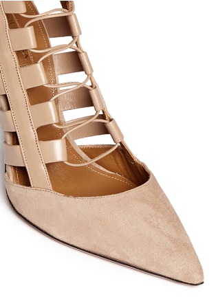 Detail View - Click To Enlarge - AQUAZZURA - 'Amazon' leather suede combo lace-up pumps