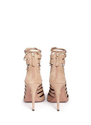Back View - Click To Enlarge - AQUAZZURA - 'Amazon' leather suede combo lace-up pumps