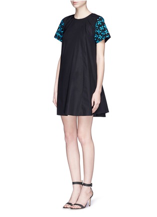 Figure View - Click To Enlarge - TANYA TAYLOR - 'Melanie' embroidered sleeve cotton dress