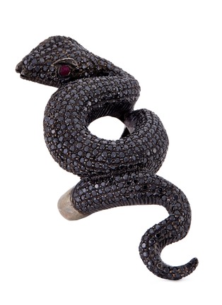 Detail View - Click To Enlarge - LYDIA COURTEILLE - Snake' diamond 18k gold ring