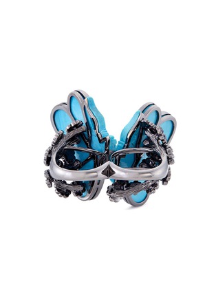 Figure View - Click To Enlarge - LYDIA COURTEILLE - Diamond sapphire turquoise 18k gold butterfly two finger ring