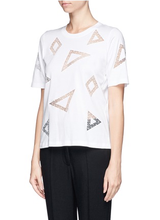 Front View - Click To Enlarge - CHLOÉ - Geometric lace insert T-shirt