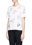 Front View - Click To Enlarge - CHLOÉ - Geometric lace insert T-shirt
