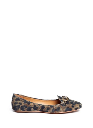 Main View - Click To Enlarge - ASH - Ilka chain and skull leopard print suede flats