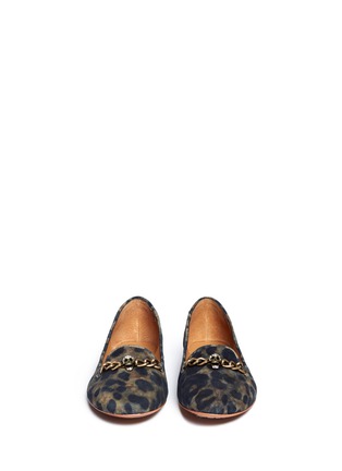 Figure View - Click To Enlarge - ASH - Ilka chain and skull leopard print suede flats