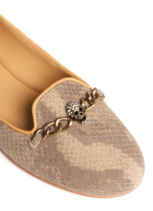 Detail View - Click To Enlarge - ASH - Ilka chain and skull snakeskin-effect leather flats