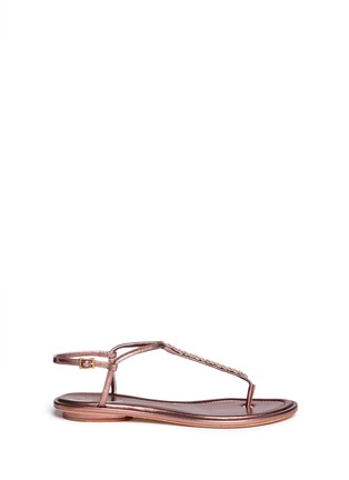 Main View - Click To Enlarge - B BY BRIAN ATWOOD - 'Callas' crystal T-strap metallic leather sandals