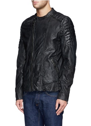 Front View - Click To Enlarge - SCOTCH & SODA - Quilted perforate leather biker jacket