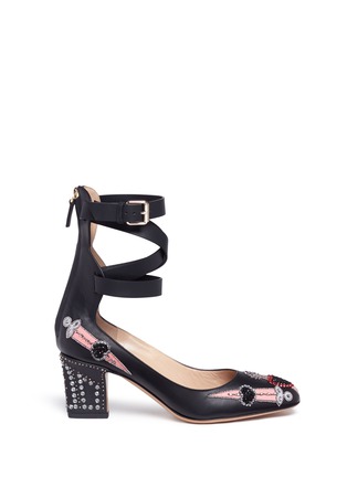 Main View - Click To Enlarge - VALENTINO GARAVANI - 'Love Blade' embellished leather pumps