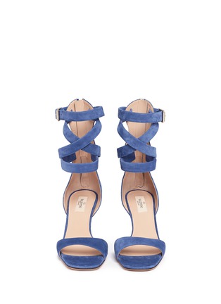 Front View - Click To Enlarge - VALENTINO GARAVANI - Ankle wrap suede sandals
