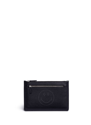 Main View - Click To Enlarge - ANYA HINDMARCH - 'Smiley' perforated leather zip pouch