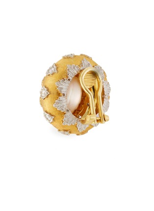 Detail View - Click To Enlarge - BUCCELLATI - Diamond pearl 18k yellow gold stud clip earrings
