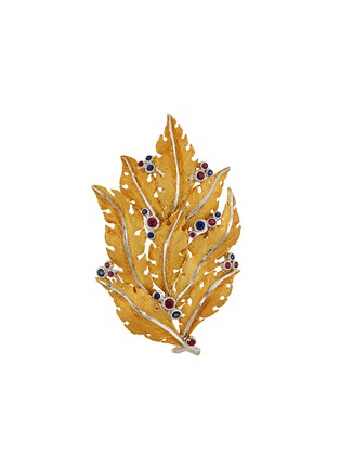 Main View - Click To Enlarge - BUCCELLATI - Sapphire ruby 18k gold leaf brooch