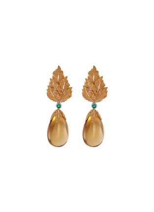 Main View - Click To Enlarge - BUCCELLATI - Emerald citrine 18k gold leaf drop earrings