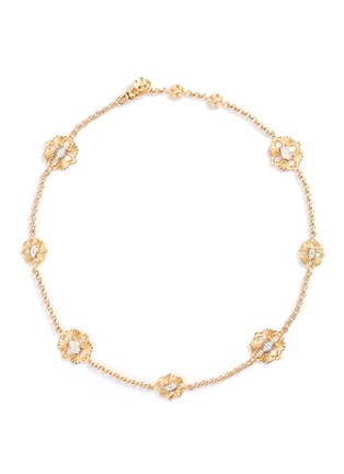 Main View - Click To Enlarge - BUCCELLATI - 'Opera' diamond 18k yellow gold floral station charm necklace