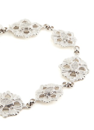 Detail View - Click To Enlarge - BUCCELLATI - 'Opera' diamond 18k white gold floral station charm bracelet