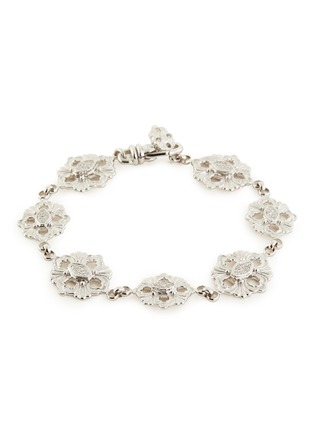 Main View - Click To Enlarge - BUCCELLATI - 'Opera' diamond 18k white gold floral station charm bracelet