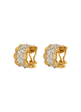 Main View - Click To Enlarge - BUCCELLATI - Diamond 18k gold hoop earrings