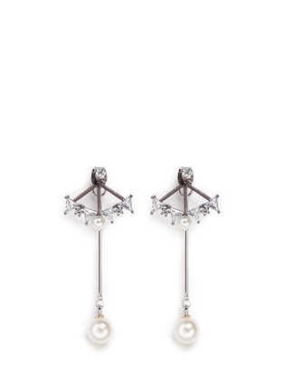 Main View - Click To Enlarge - VENNA - Glass crystal fan pearl drop jacket earrings