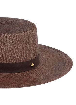 Detail View - Click To Enlarge - JANESSA LEONÉ - 'Carolina' leather band panama straw boater hat