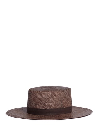 Figure View - Click To Enlarge - JANESSA LEONÉ - 'Carolina' leather band panama straw boater hat