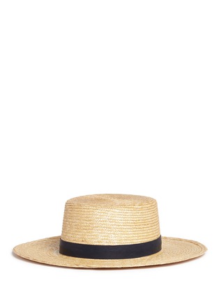 Figure View - Click To Enlarge - JANESSA LEONÉ - 'Klint' flat top straw panama boater hat