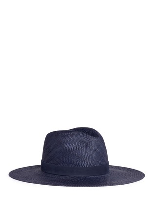 Main View - Click To Enlarge - JANESSA LEONÉ - 'Chloe' leather band straw panama hat