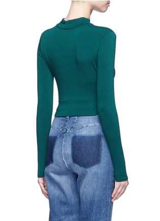 Back View - Click To Enlarge - TOPSHOP - Twist front French terry cropped T-shirt