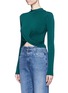 Front View - Click To Enlarge - TOPSHOP - Twist front French terry cropped T-shirt