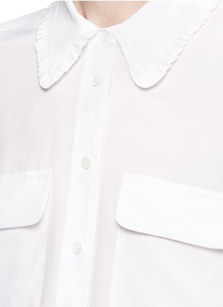 Detail View - Click To Enlarge - EQUIPMENT - 'Slim Signature' ruffle trim silk shirt