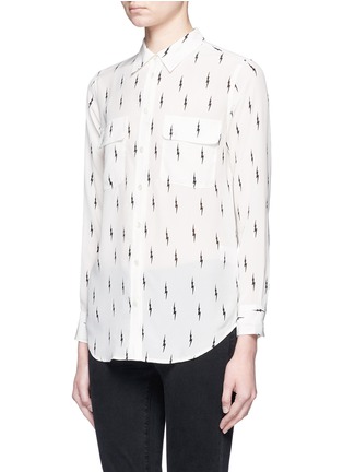 Front View - Click To Enlarge - EQUIPMENT - x Kate Moss 'Slim Signature' lightning print silk shirt