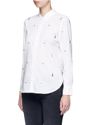Front View - Click To Enlarge - EQUIPMENT - 'Leema' Eiffel Tower embroidered cotton shirt