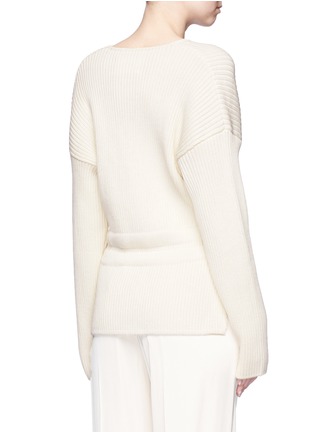 Back View - Click To Enlarge - MS MIN - Tie waist wool rib knit sweater
