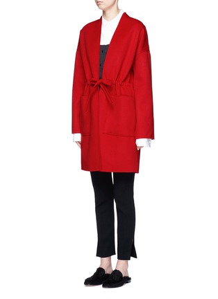 Front View - Click To Enlarge - MS MIN - Drawstring waist double faced wool-cashmere coat