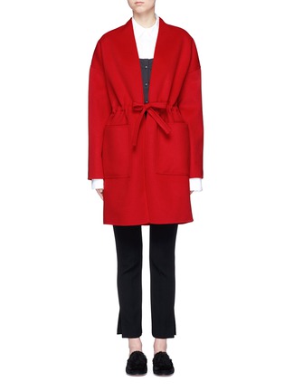 Main View - Click To Enlarge - MS MIN - Drawstring waist double faced wool-cashmere coat