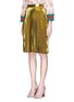 Front View - Click To Enlarge - GUCCI - Lurex voile pleated skirt